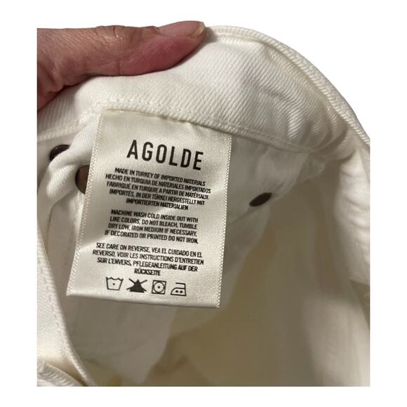 Agolde Riley High Rise Straight Leg Cropped Jeans Stretch Denim White Size 32 - Picture 13 of 16